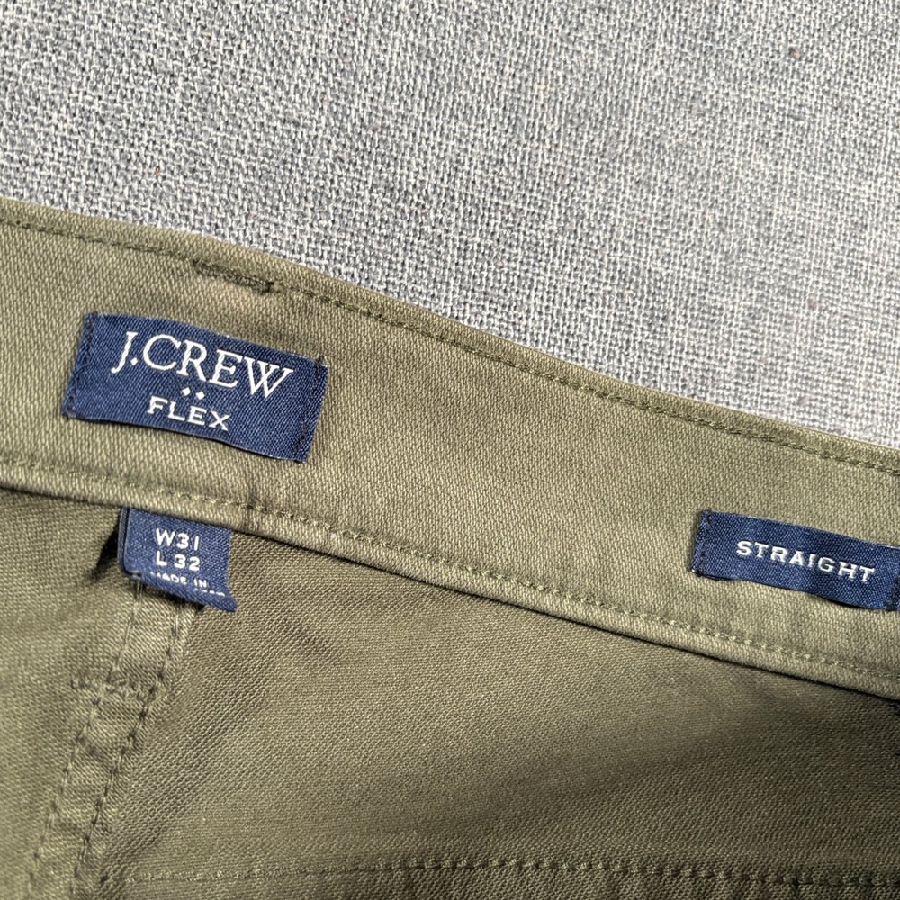 J.Crew Straight Leg Pants Mens 31x32 Olive Green Flex Stretch 5-Pocket Chino - Picture 2 of 7